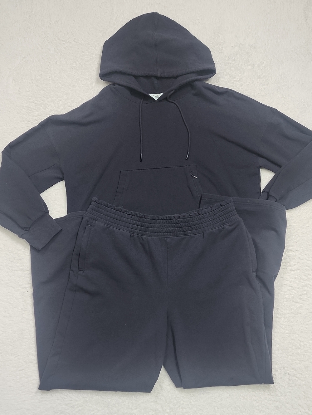 FLX Women's Crop Sweatshirt With Matching High Rise Wide Leg Sweatpants